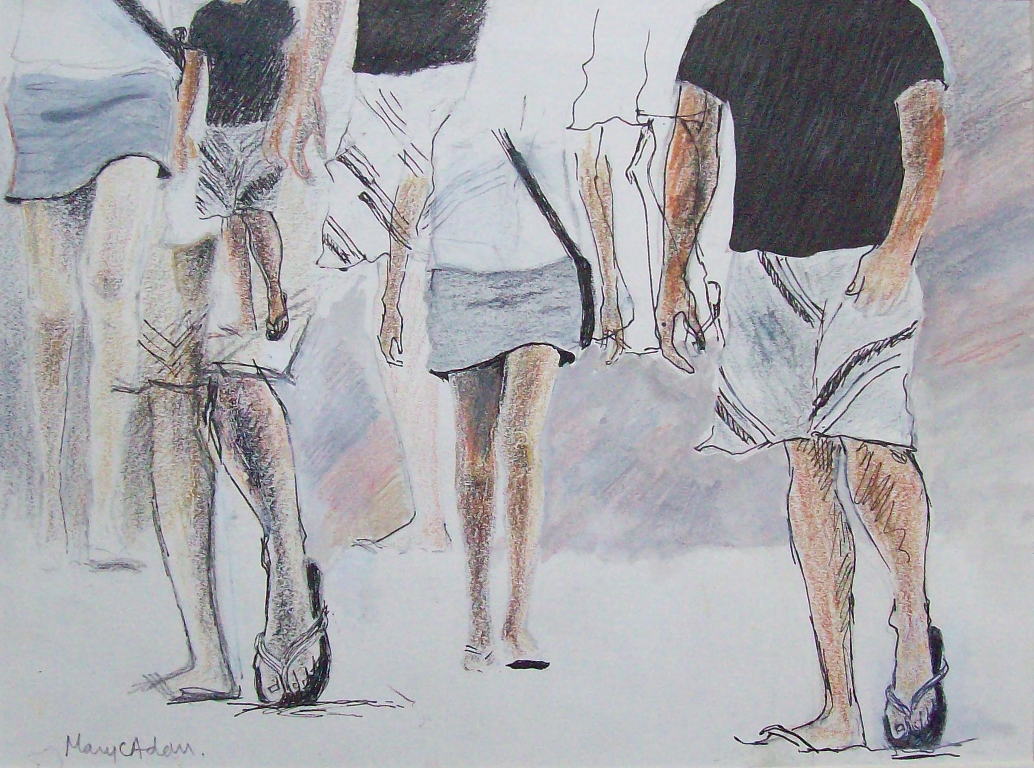 Walking, drawing by Mary Adam